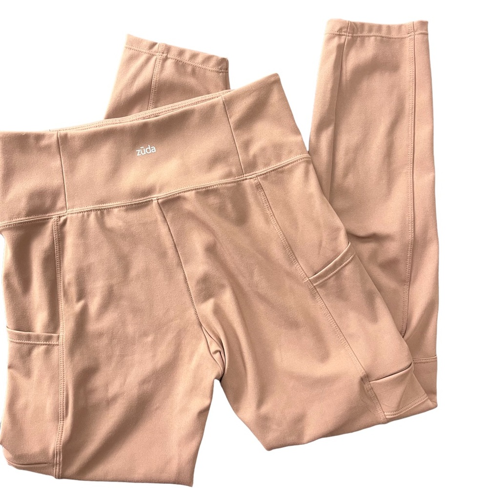 Zuda Work Out womens Athletic Leggings with side Zippers sz XXSP